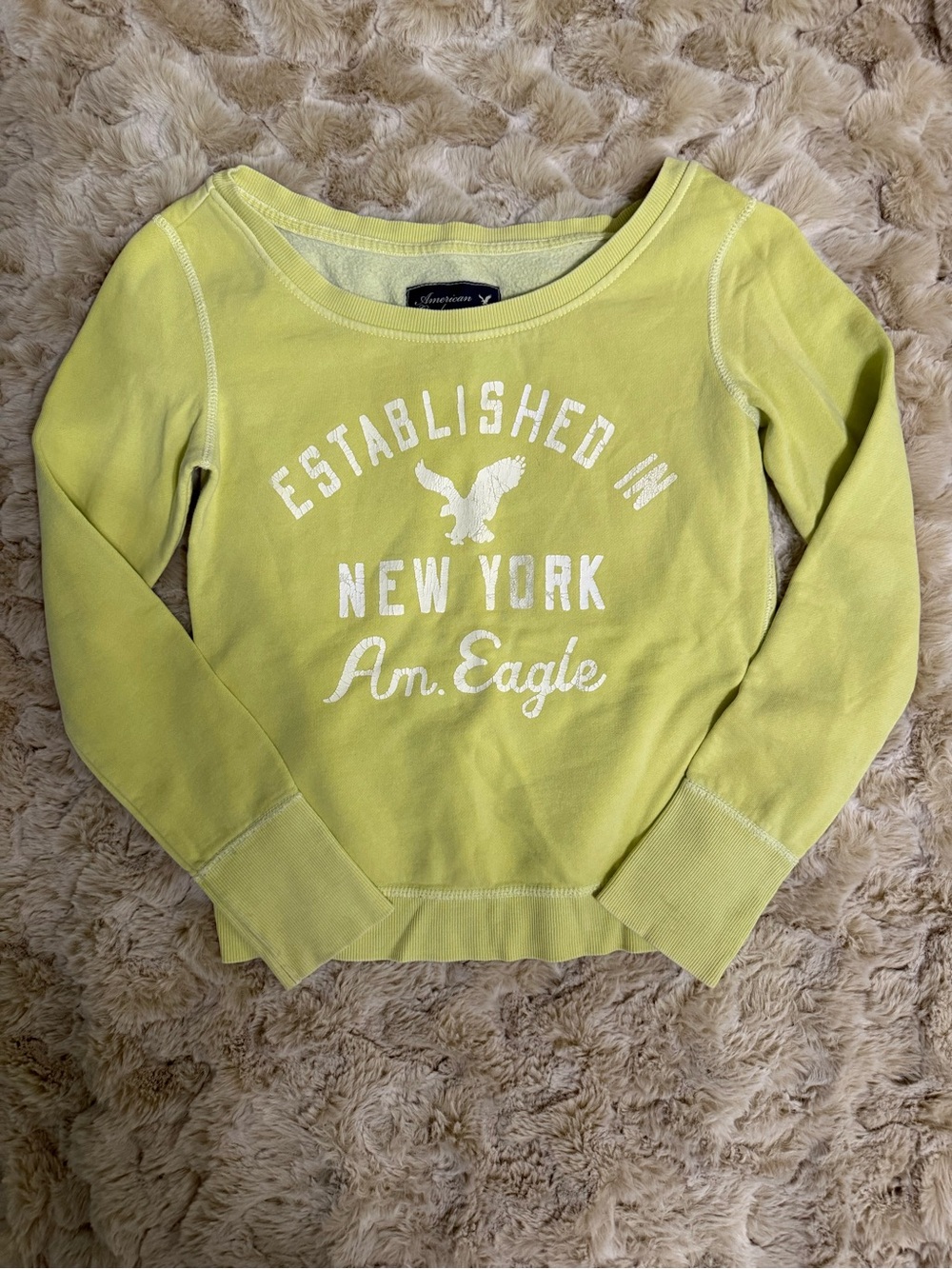 American Eagle Outfitters Y2K Yellow Green pullover Sweatshirt